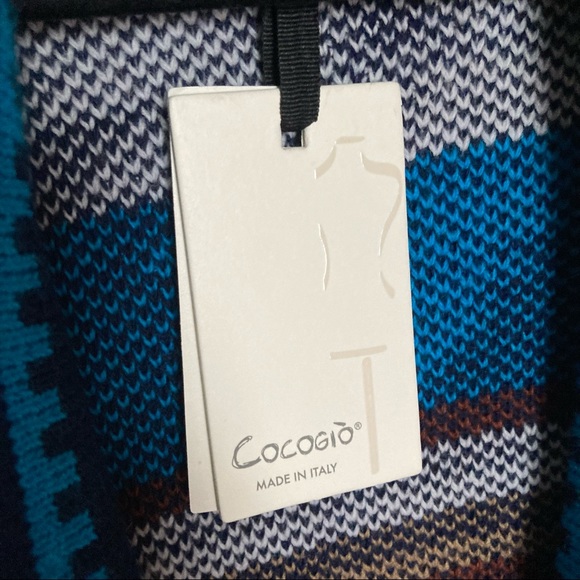 LAST ONE Cocogio Cardigan Sweater Italian Aztec Southwestern fringe Medium wool - Picture 6 of 7